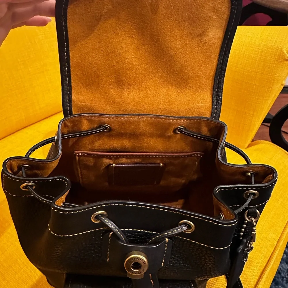 Coach Black Pebbled Leather Backpack with Gold Hardware